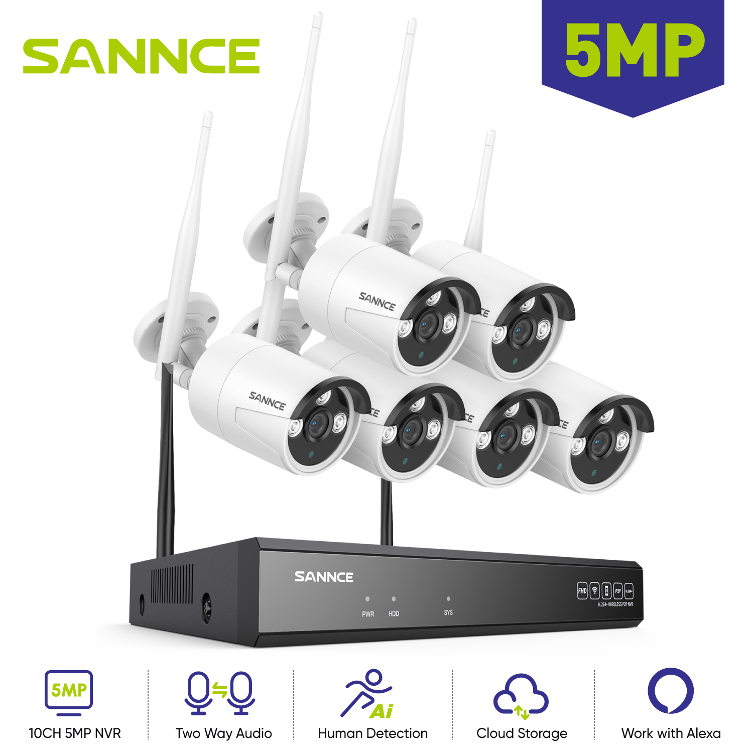 Smart Home Outdoor Camera - Sannce 6pcs 5mp wifi kamera ip