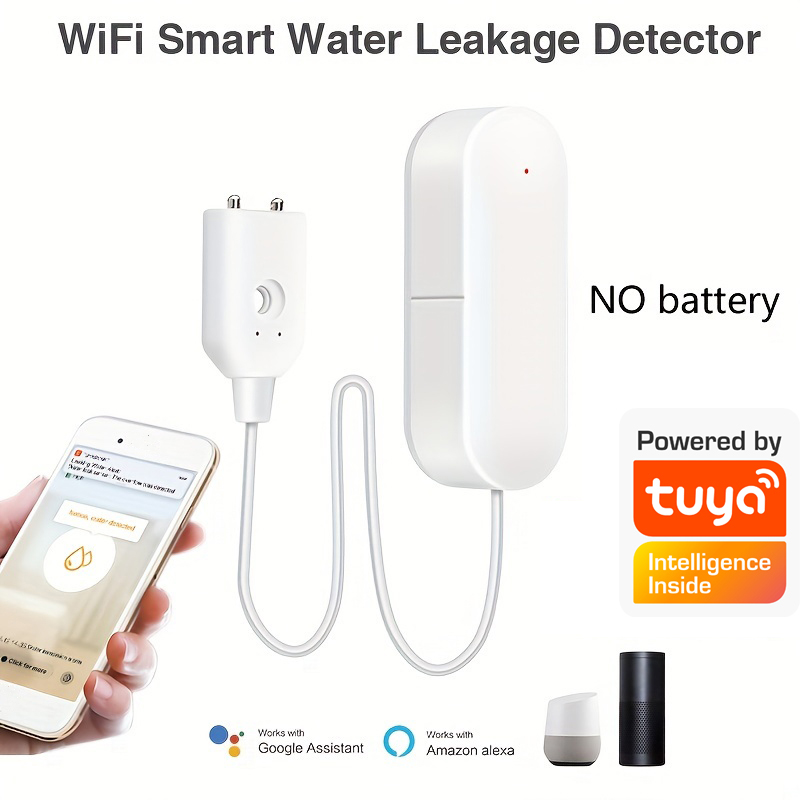 Wifi Water Leak Detector - WLAN-Wasserstandssensor Leckage-Alarm Flutdetektor Kompatibel mit Tuya