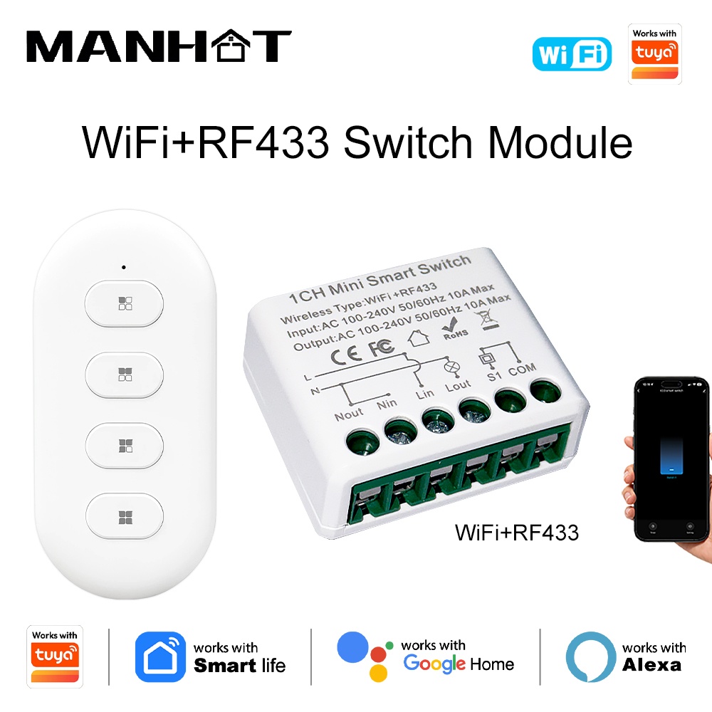 Smart Home Automation - Für Tuya WIFI 10A Smart-Lichtschalter RF433