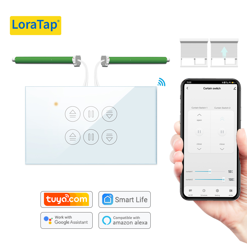 Smart Home Blinds - LoraTap Tuya US-Vorhangschalter für Röhrenmotor, Jalousien,